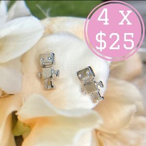 Silver Robots earrings